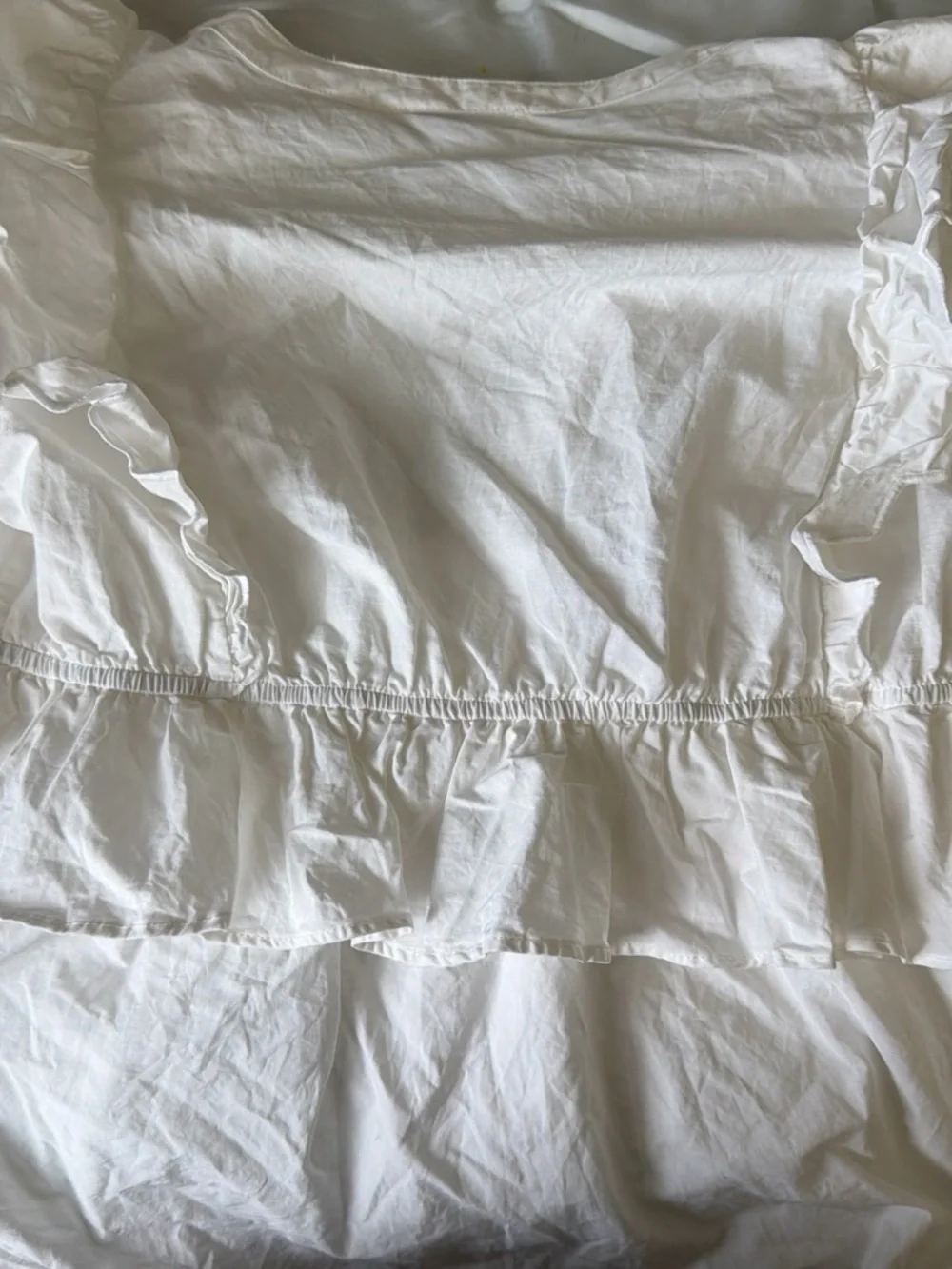 Moon River White Ruffle Eyelet Peasant Blouse